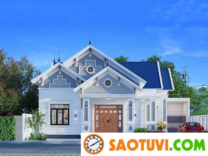 sơn mặt tiền nhà màu xanh ghi