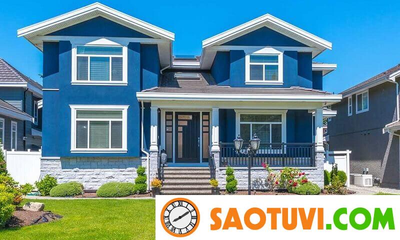 sơn mặt tiền nhà màu xanh ghi