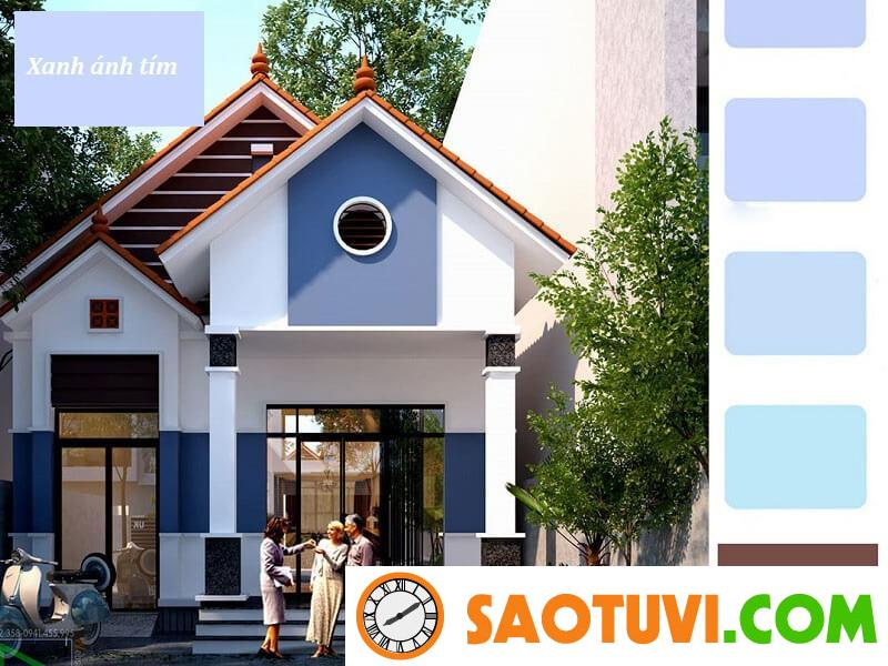 sơn mặt tiền nhà màu xanh ghi