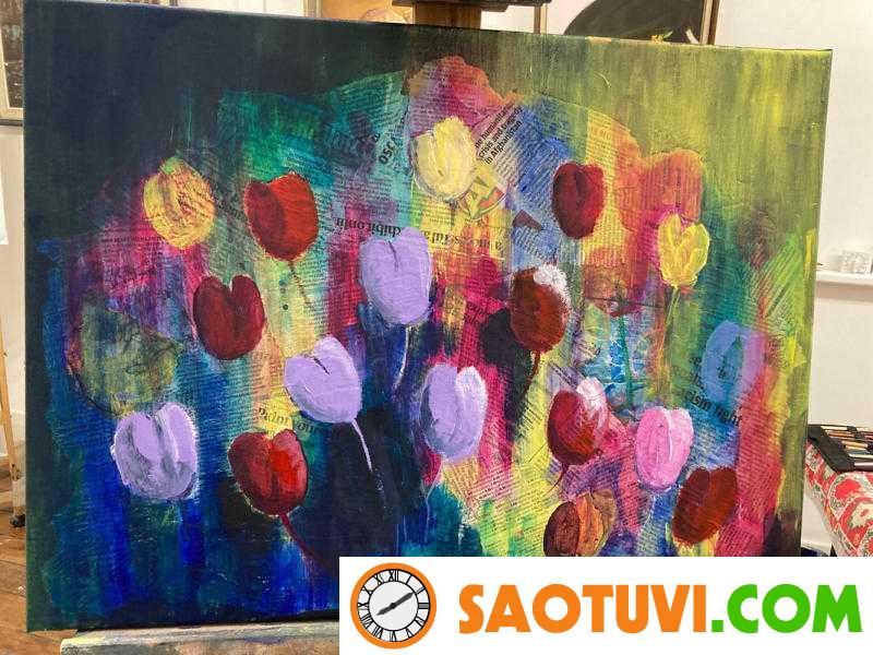 Tác phẩm "Tulip" bằng giấy Mixed Media