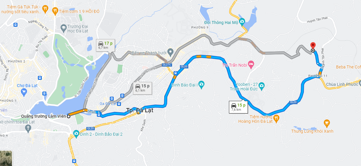 xom-leo-maps đường đi xóm lèo đà lạt