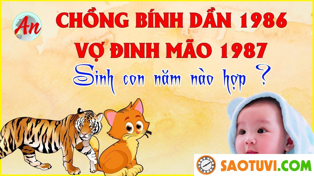 Chồng Bính Dần 1986 vợ Đinh Mão 1987 sinh con năm nào tốt?