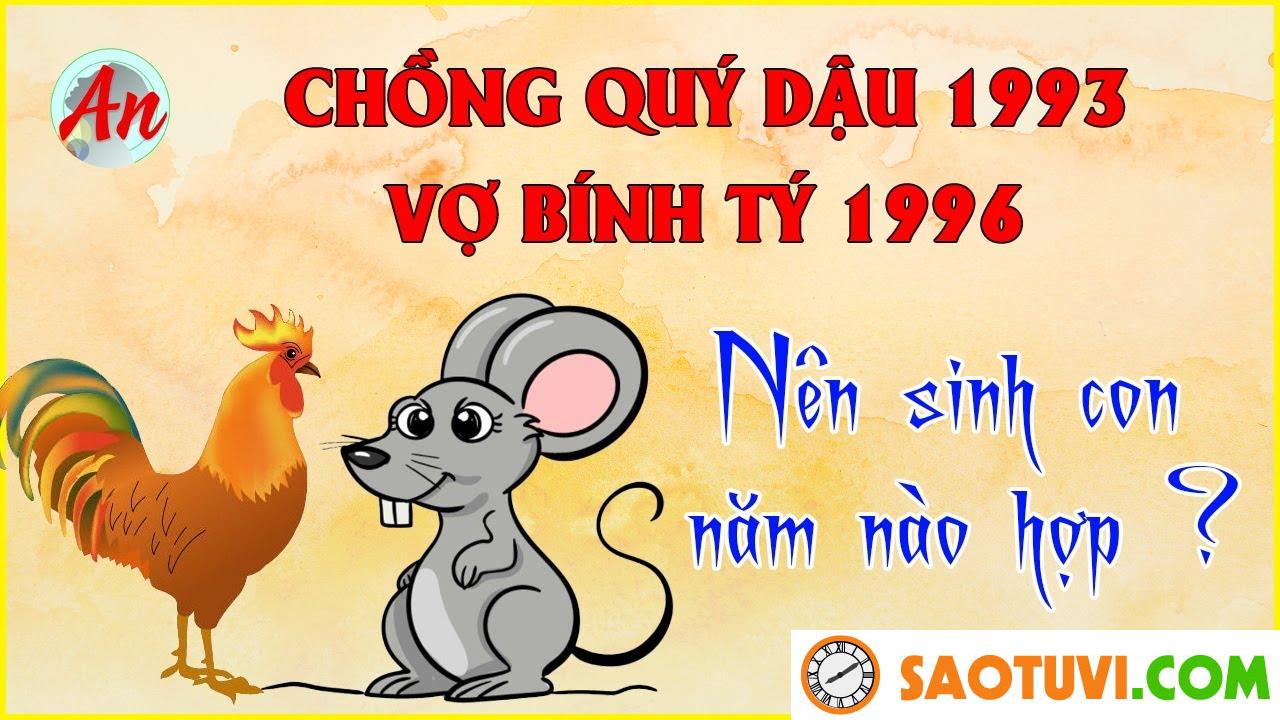 Chồng Bính Tý 1996 vợ Quý Dậu 1993 sinh con năm nào tốt?