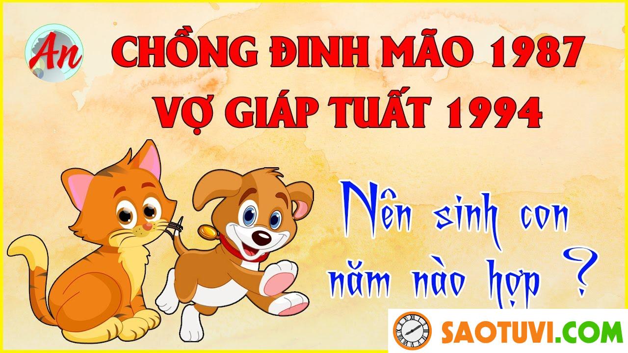 Chồng Đinh Mão 1987 vợ Giáp Tuất 1994 sinh con năm nào tốt?