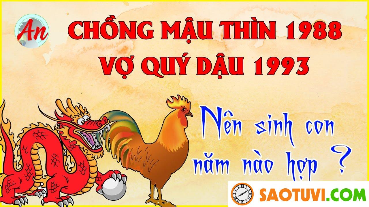 Chồng Mậu Thìn 1988 vợ Quý Dậu 1993 sinh con năm nào tốt?