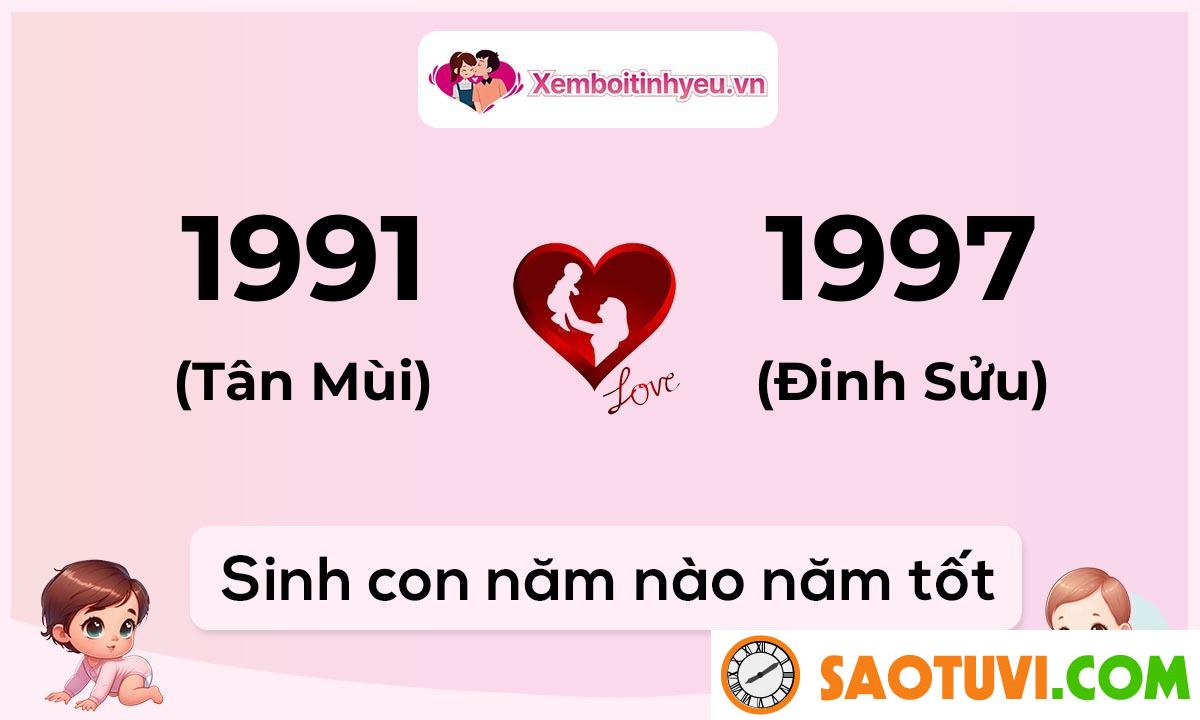 Chồng Tân Mùi 1991 vợ Ất Dậu 2005 sinh con năm nào tốt?
