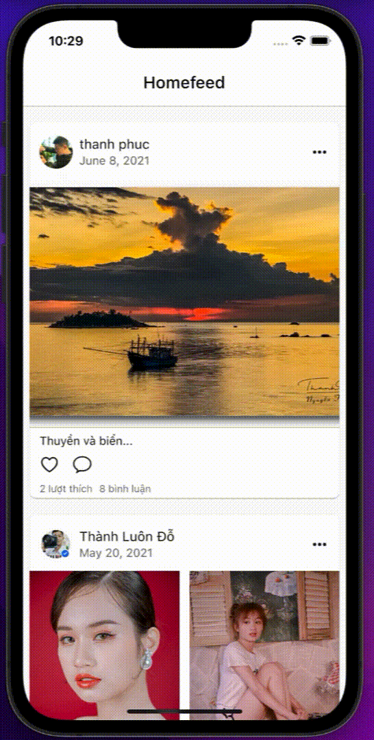 Download source code Flutter Home Feed mạng xã hội từ 200lab